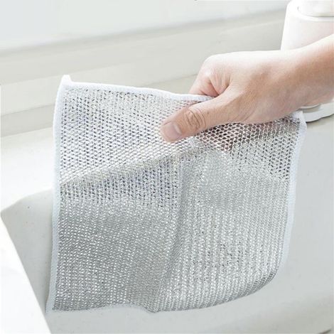 Chiffon Nettoyage Filaire - Pour Cuisinière Poêle Casserole Vaisselle - Usage Humide ou Sec - 7 Pièces (1/5)