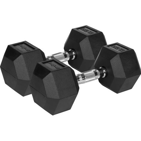 Manubri in ghisa rivestiti in gomma ESAGONALI 2x 12,5 kg Set esagonale Rebel 25 kg SOLIDI (1/4)