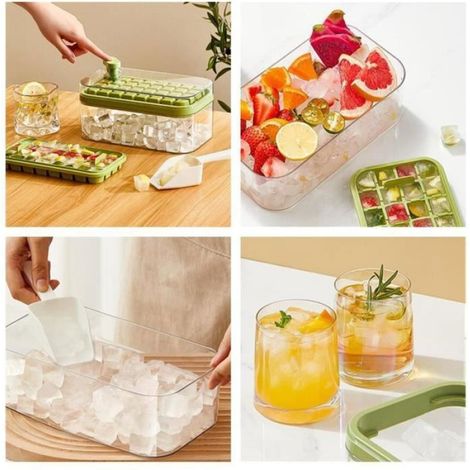 Moule glace Non spcifi Bac glaons avec pelle 64 glaons Facile dmouler Vert vert vert BAC A GLACON