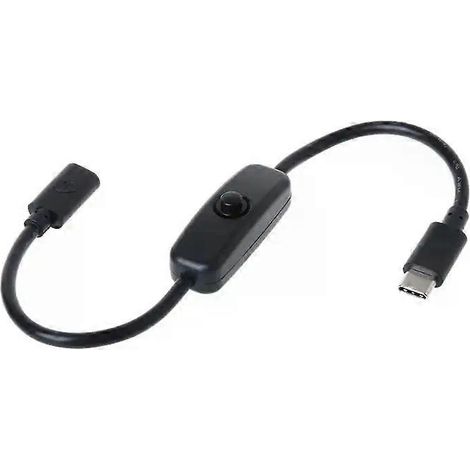 USB-C-Verlängerungskabel (Stecker auf Buchse) mit Ein-/Ausschalter für Raspberry Pi 4 und Android-Mobiltelefone (27 cm) (1/4)