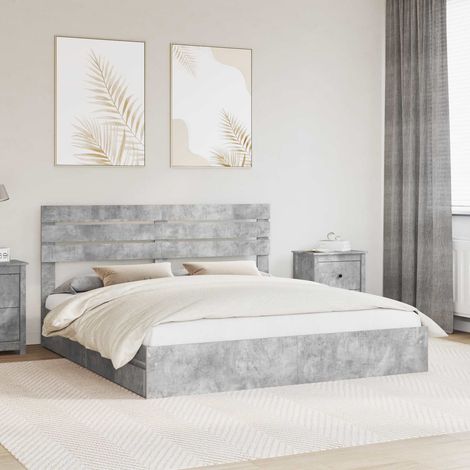 Storage Bed Concrete Grey 200 x 200 cm Engineered Wood vidaXL