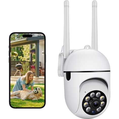 Caméra Surveillance Extérieure, Connectée Smartphone, Vision Nocturne, Notifications en Temps Réel, Détection de Personne, Suivi de Mouvement, Télécommande, Sirène (1/5)