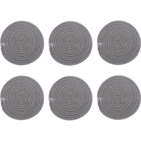 Dessous de verre tissés à la main, absorbants, ronds, résistants à la chaleur, ultra-absorbants, gris clair (1/5)