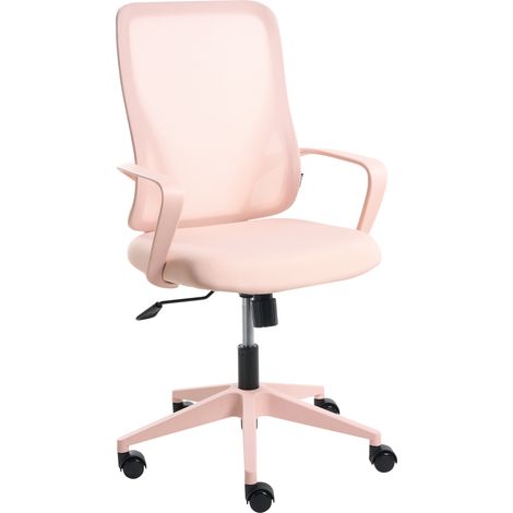 Silla de oficina de escritorio giratoria ajustable en altura tapicería de malla rosa pastel Luma