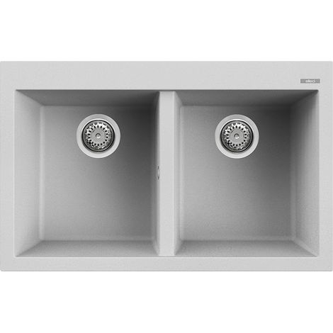 Lavello Elleci Incasso 2 vasche 79x50 Quadra 350 Metaltek Grigio Aluminium LMQ35079