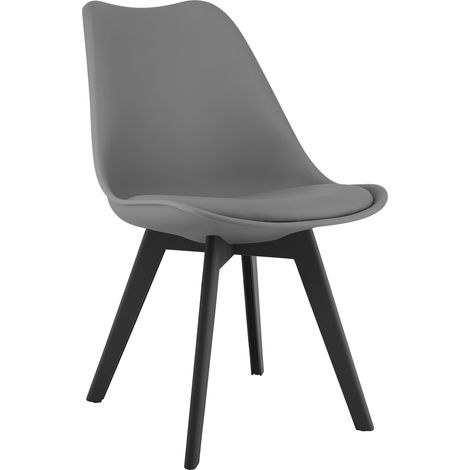 Silla de comedor MARK - cuero ecológico - patas negras - grafito (1/5)