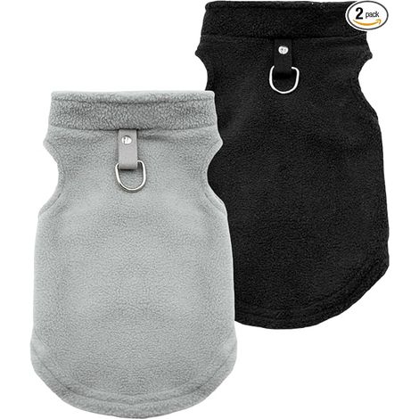 Pull Chien,Pull-Overs avec Anneaux en D Veste Chien Manteau Chien Manteau Petite Taille Veste Vetement Chihuahua Noir, Gris S (1/5)
