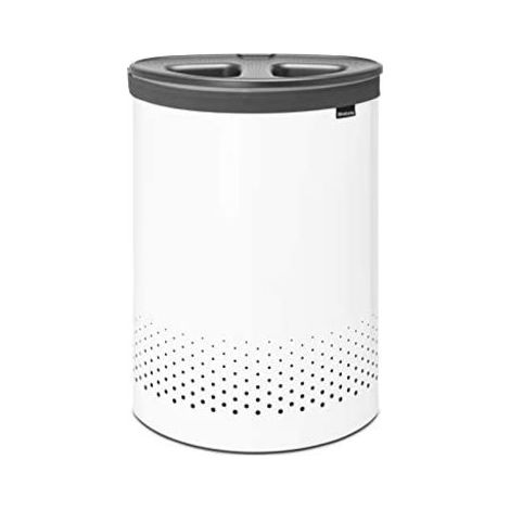 Brabantia 304903 Cesto per Biancheria Selettiva 55 L Acciaio Inossidabile con Doppio Scomparto e Apertura Quick-drop colore Bianco (1/5)