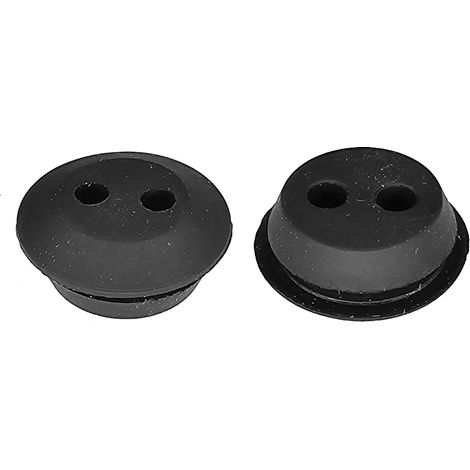 2x Passe cloison universel pour durite passage Ø5mm en caoutchouc noir Gaine Câble Tuyau Flexible Tondeuse Tracteur Débroussailleuse Bouchon Carburant, Ø20mm 2 trous (1/4)