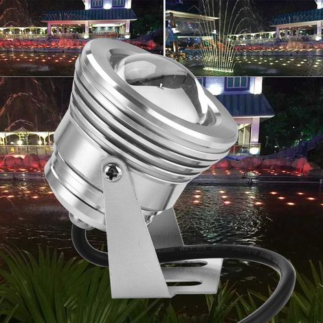 Projecteur LED RGB 10W 12V étanche pour aquarium, bassin, jardin et piscine, blanc argenté, éclairage sous-marin (1/5)