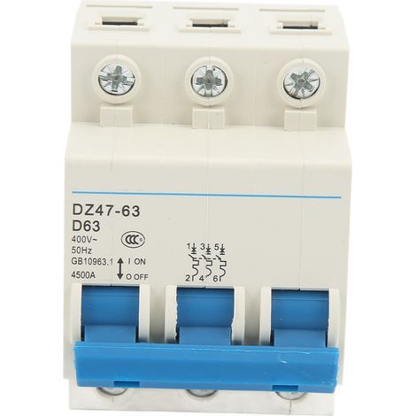 Disjoncteur 3P MCB Montage sur rail DIN 4500A Capacité de coupure 400V 63A pour le bureau à domicile (1/5)