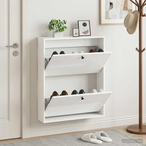 vidaXL Wall-Mounted Shoe Cabinet BREDA 71 x 17 x 86 cm Engineered Wood (1/5)