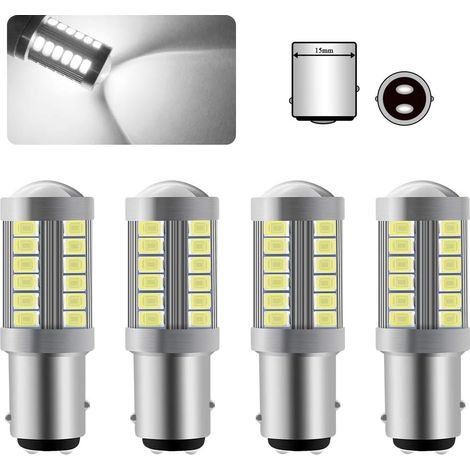 4 x 1157 BAY15D LED Bulb, Super Bright White 6000K, 5630 33 SMD, Canbus Brake Light Bulb, 12V (1/5)