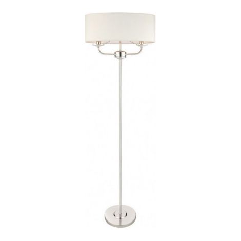 Endon Nixon - Lampadaire à 2 lampes, plaque de nickel, effet soie blanche, verre cristal, E14 (1/4)