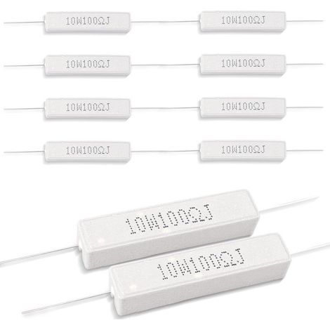 10 Pcs 10W 5% tolérance 100 ohm résistance au ciment céramique pour le projet bricolage et les expériences (1/5)