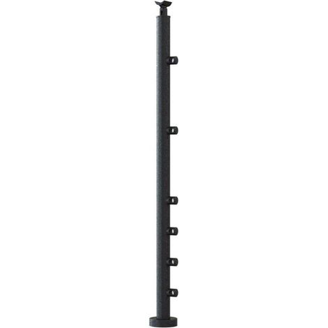 Poteau de garde-corps modèle LAPALUD à 6 lisses - Finition RAL 7016 SABLÉ (1/2)