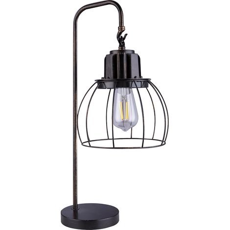 Tischleuchte Retro Nachttischlampe Beistellleuchte Schlafzimmerlampe, Metall schwarz gold Gitter Design, 1x E27, H 65 cm