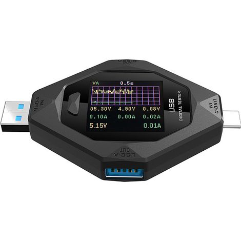 Compteur de puissance numérique USB-C multifonction : mesureur de tension et de courant, détecteur de charge pour appareils USB et de type C (1/5)