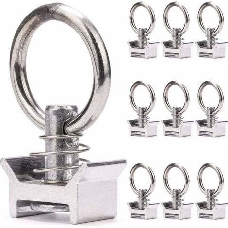 Lot de 10 embouts simples pour rails d'avion, capacité de charge de 1 000 kg, anneau d'arrimage (1/5)