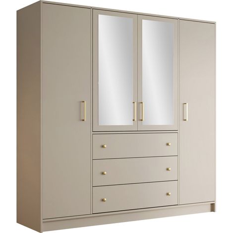 Armoire Honolulu – Cachemire – 200x196x58cm – Portes avec charnières – Mécanisme de fermeture silencieuse – Fabriqué en Union Européenne