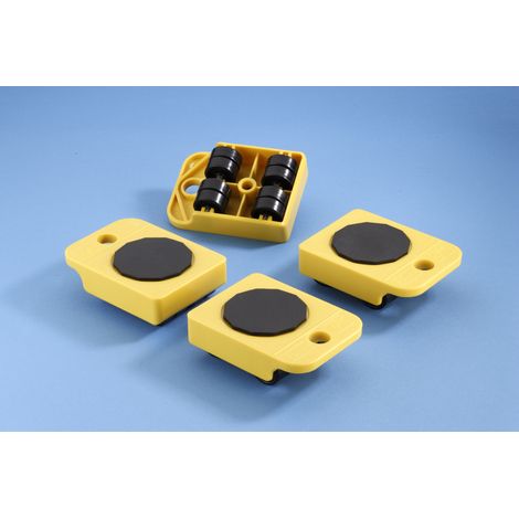 Mottez – Coin rouleur individuel 100 kg – Caoutchouc antidérapant – Dimensions 8 x 11 x 3,5 cm – Roulettes Ø 20 mm