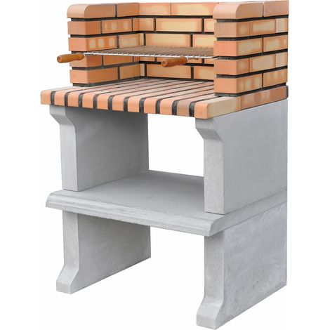 MOVELAR - Barbacoa de Obra Prefabricada de Leña y Carbón Modelo Sines Short (Gris, Naranja - 72,5 x 58 x 114 cm) REF: 3517 - Cocina de Exterior para Jardín o Patio (1/3)
