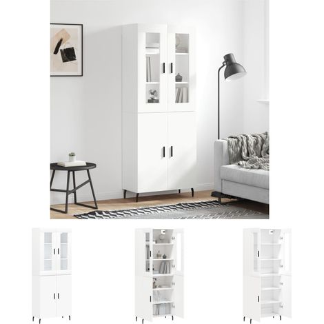 The Living Store Highboard Weiß 69,5x34x180 cm Holzwerkstoff - Sideboards (1/5)