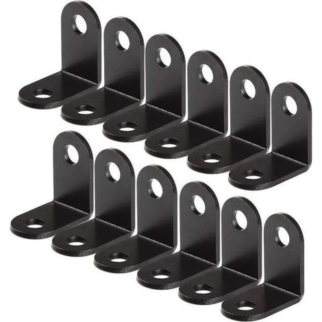 Équerre de fixation d'angle, lot de 12, noire (1/5)