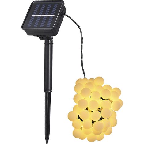 Solarbetriebene Lichterkette, 50 LEDs, IP44 wasserdicht, für den Außenbereich, geeignet für Heimdekoration, Partys, Wohnzimmer, Garten und Terrasse, warmweiß
