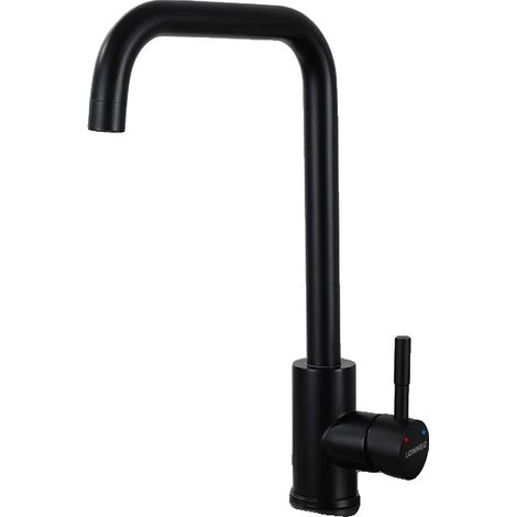 Robinet de cuisine, en acier inoxydable, monté sur le plan de travail, noir, G3/8 (1/5)