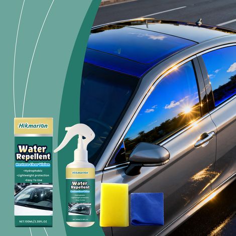 Wasserdichtes Glas-Sprühset für Autoscheiben – Reinigungs- und Fleckenentfernungsprodukte für bessere Sicht – Imprägniermittel 100 ml x 1 + Schwamm x 1 + Handtuch x 1 -- DE (1/5)