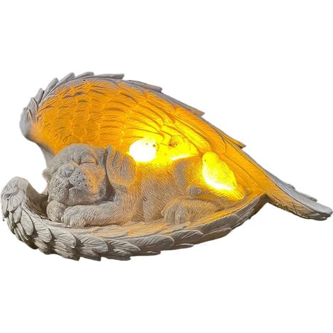 Tier Gedenkskulptur mit Solarbeleuchtung Hundefigur aus