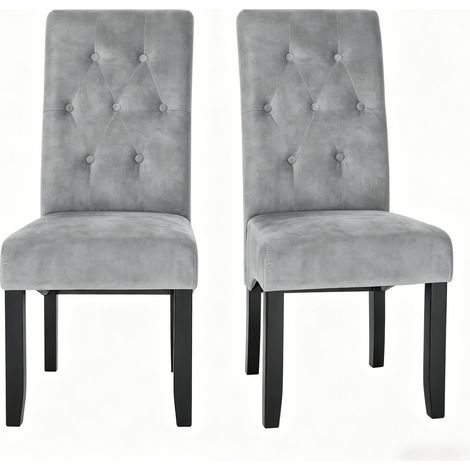 CHICFURN Silla de comedor 47 x 42 x 107 cm terciopelo gris claro, lote de 2, respaldo alto (1/5)