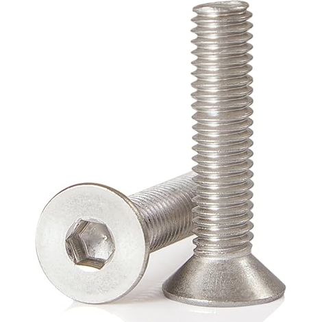 Lot de 20 vis à tête fraisée M6 x 50 mm en acier inoxydable 304 avec six pans creux, vis en acier inoxydable à tête fraisée et six pans creux A2 V2A VA (1/5)