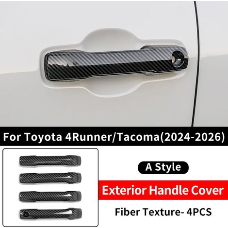 (4Runner 2025-2026 - Texture fibre) Convient aux Toyota 4Runner et Tacoma 2024-2026. Garniture de poignée de porte noire, protection de peinture, en plastique ABS, accessoire de style extérieur. (1/4)