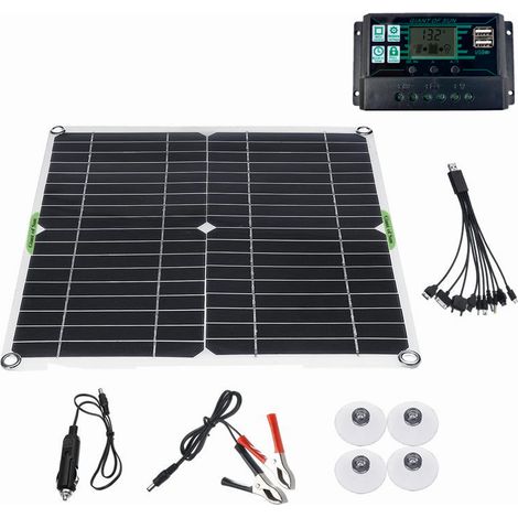 Kit solaire autonome 80W 100A 12V avec contrôleur 10A – Taux de conversion 23-24% – Chargeur USB pour appareils mobiles – Yoyo (1/5)