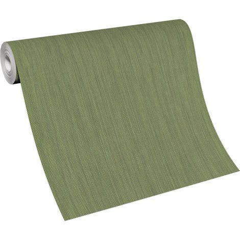 Papier peint uni vert style vintage pour salle à manger Tapisserie rétro à motif marron Papier peint vert & marron intissé (1/4)