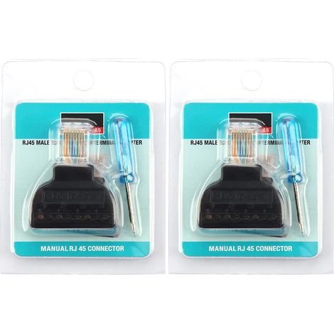 2Pcs RJ45 Male Plug to 8 Pin AV Screw Terminal Adapter Block Converter Connector CCTV