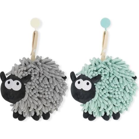 2 serviettes à main chenille, design rond et doux, absorption rapide, idéales pour enfants et salle de bain