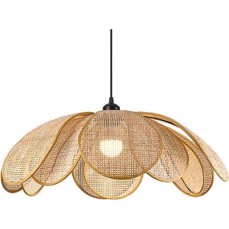 Suspension Boho Petal en rotin tissé à la main – Style Wabi-sabi, lustre de ferme pour îlot de cuisine, salle à manger et restaurant – Diamètre 50 cm/20 pouces (1/4)