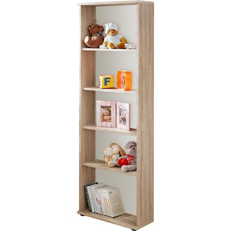 Bibliothek mit 4 Regalen für Kinderzimmer, Eichenfarbe, Kollektion DENVER.