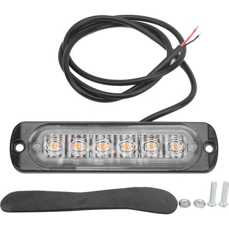 Lampe Flash Stroboscope Urgence Signal Avertissement 12V 6LED Jaune Éclairage pour Camion Voiture Moto (1/5)