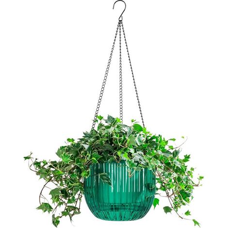 Set mit 1 selbstbewässerndem Hängeblumentopf für drinnen und draußen, 21,0 cm, Hängeblumenkorb mit Haken und Abflusslöchern für Garten und Zuhaus (1/5)