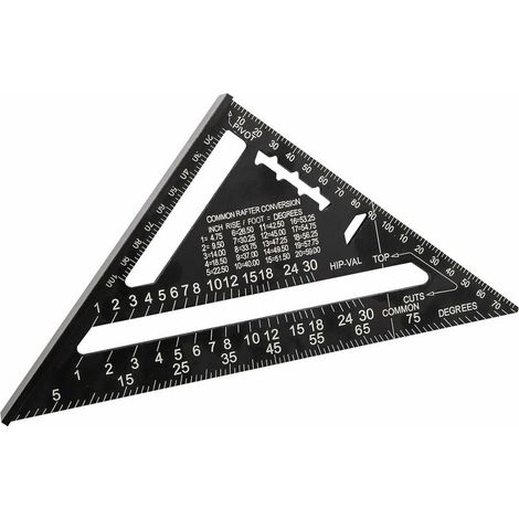 BRAVIX 180mm(7pouces) Aluminium Règle Équerre de Triangle Rapporteur Multifonction Equerre Menuisier 45-90 Degres Carpenter Outil de Mesure(Métrique) (1/5)