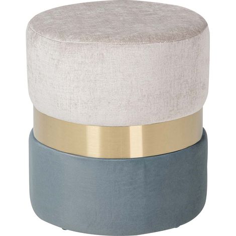 Pouf en velours bleu gris 40 x 40 x 43 cm (1/2)