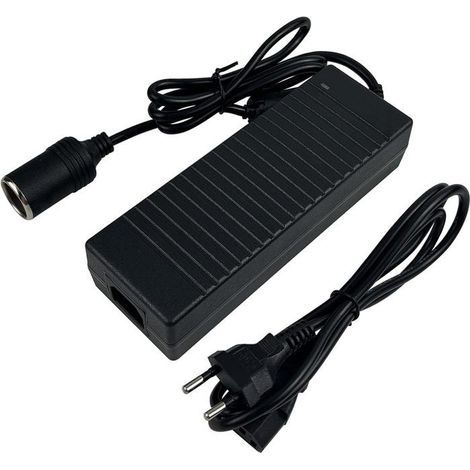 Adaptateur 220v 12v Allume Cigare Convertisseur - Prise Allume Cigare de Voiture Adaptateur - Noir - pour Gonfleur Pneu/Aspirateur (1/5)