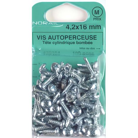 Blister de 100 vis autoperceuses tête cylindrique PH 3,9 x 15,9 mm - Zingué - VAFCC3915902CP100