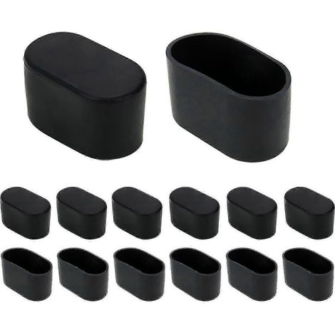 Lot de 20 protections noires pour pieds de meubles (tables, chaises, etc.), ovales, en caoutchouc et PVC. (1/4)