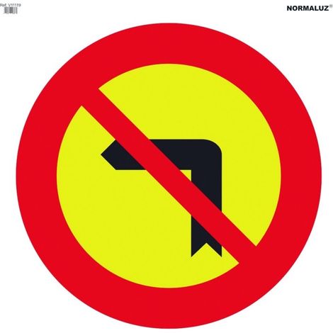 Señal vial bolsa textil 700x700mm prohibido giro izquierda v