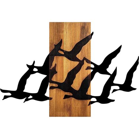 Décoration murale bois et métal Animal Oiseaux migrateurs (1/4)